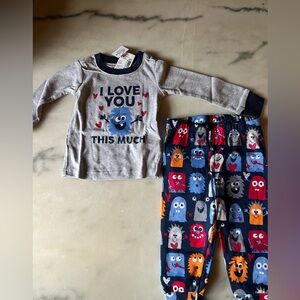 👹 Kids Pajamas Set - Gray and Blue Monster Design